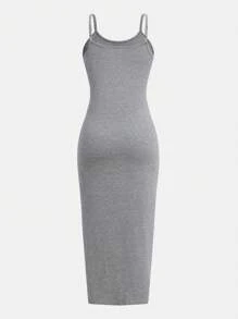 SHEIN Sparklyn 青少年女孩吊带裙，百搭休闲百搭连衣裙，适合学校、休闲、度假装，女孩的精致服装，公主风格，适合婚礼季节，& 可爱风格，花卉/部分装饰设计，无传统图案