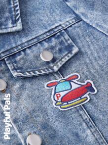 SHEIN Young Boy Star Embellished Denim Jacket - Medium Wash - View 5