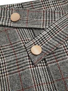 Celure Plus Size Women Elegant Commuting Wide Leg Pants, Thick Checked Tweed