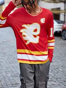 Manfinity Homme Young Street Racing Graphic T-Shirt, Minimalist Casual Everyday Wear - Multicolor - View 3