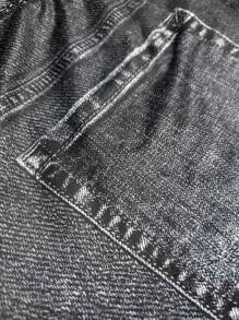 EMERY ROSE 大码休闲牛仔效果紧身七分裤 - 黑色 - 查看 4