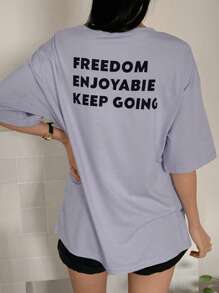 DAZY Summer New Music Festival Letter Print Loose Casual Women T-Shirt Oversized T-Shirt