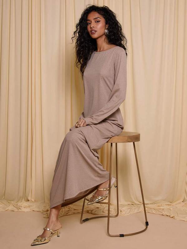 COSMINA Rochie Kaki Largi Tricotat Pentru Femei, Toamna/Iarna