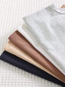 SHEIN Leap Crew 5件套新生儿男女宝宝无袖纯色针织连体衣，夏季基础款连体衣套装 - 彩色 - 查看 7