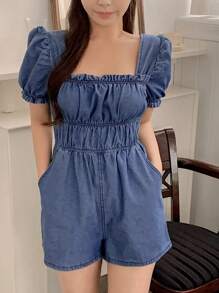 DAZY Summer New Loose Casual Jumpsuit Denim Shorts For Women