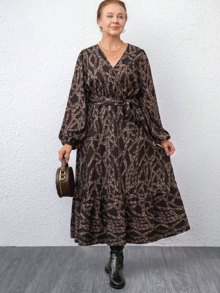 Vestido Médio Tubinho Brilhante em Plus Size, Primavera/Outono - Multicolorido - Visão 1