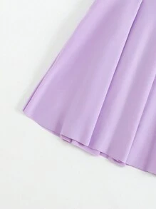 Young Girl Contrast Color Patchwork Swimwear Set - Multicolor - View 3