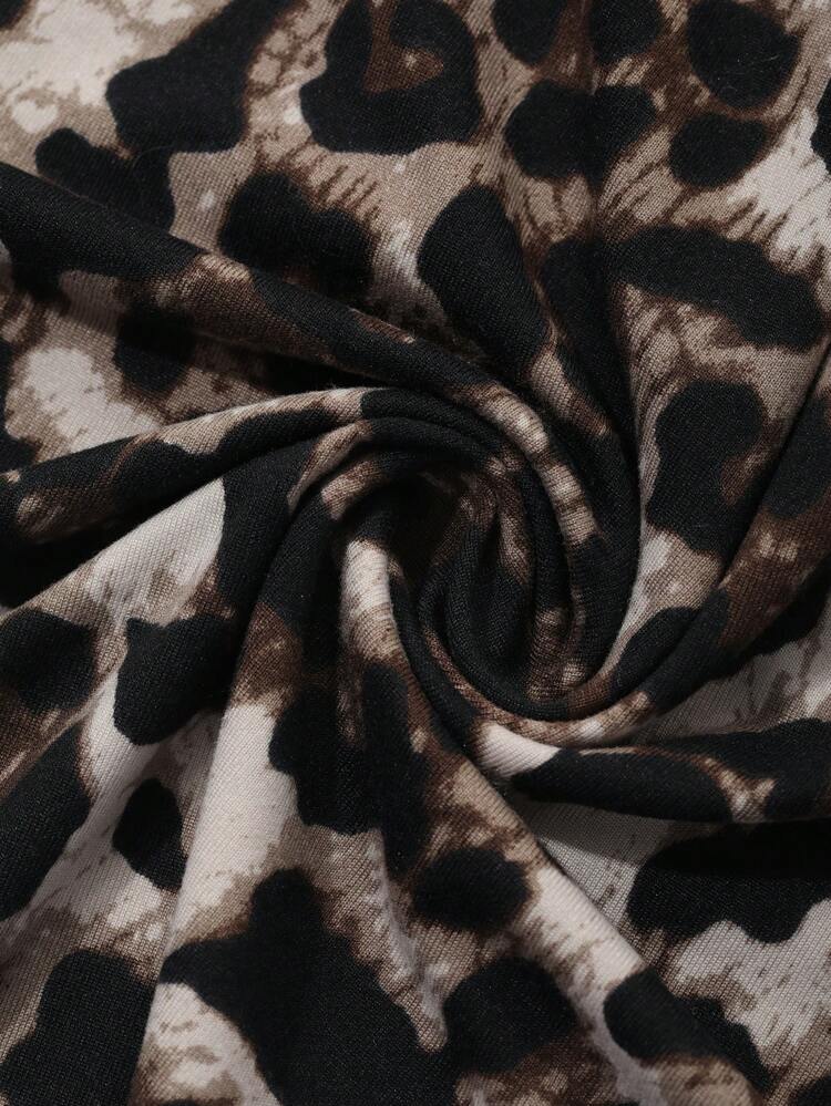 Women's Spaghetti Strap V-Neck Long Leopard Print Dress Sundress
