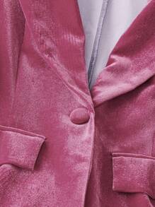 SHEIN Clasi Conjunto de traje elegante de blazer de manga larga con cuello de terciopelo y pantalones para mujer, para otoño/invierno