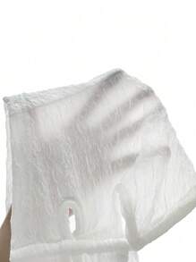 Breezaya Lace-up Front Backless Textured Crop Halter Top - White - View 3