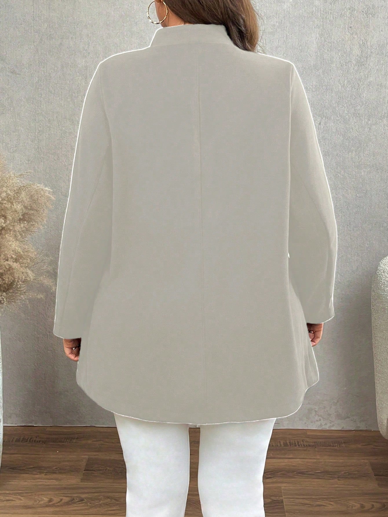 Calvaya معطف أنيق بلون أحادي الحجم الكبير، موسم ال...