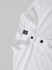 Manfinity Homme Plus Size Men's Solid Color Patchwork Front Button Short Sleeve Polo Shirt - Multicolor - View 6