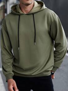 Manfinity Homme Men's Simple Casual Hoodie For Daily Wear - Green - View 5