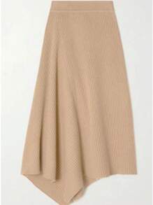 SHEIN LUNE 休闲舒适针织毛衣裙，秋冬 - 卡其色 - 查看 1