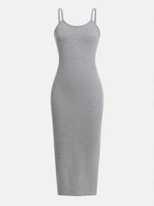 SHEIN Sparklyn 青少年女孩吊带裙，百搭休闲百搭连衣裙，适合学校、休闲、度假装，女孩的精致服装，公主风格，适合婚礼季节，& 可爱风格，花卉/部分装饰设计，无传统图案