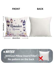4 pièces Décorations de fête de Ramadan Kareem Lampes lunaires, Lanternes, Coussins floraux et étoilés en velours violet et blanc doux et confortables, avec impression unilatérale, pour la décoration du salon, de la chambre et du canapé-lit pour Aïd Moubarak, sans les inserts de coussin