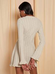 COSMINA 女士简约时尚休闲迷你连衣裙，适合日常穿着 - 卡其色 - 查看 2