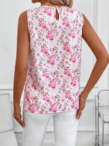 SHEIN Clasi 女士无袖碎花图案衬衫，适合情人节 - 彩色 - 查看 2