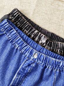 2pcs/Set Baby Boys Denim Effect Pants Set, Designed For Fashionable Baby Boy, Includes Two Comfortable Denim-Print Pants. The Denim Effect Design Not Only Offers A Stylish Look, But Also Provides Soft And Comfortable Wear, Suitable For Spring/Autumn And Various Daily Activities