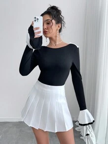 Calvaya Women Slim Fit Bell Sleeve T-Shirt, Minimalist Fashion Casual For Everyday Wear