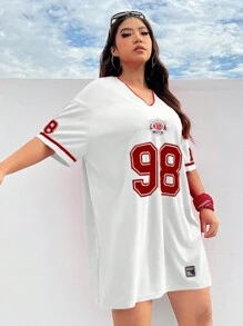 SHEIN EZwear Plus Size Women Printed Casual Dress, Minimalist & Fashionable For Everyday Wear For Summer