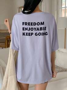 DAZY Summer New Music Festival Letter Print Loose Casual Women T-Shirt Oversized T-Shirt