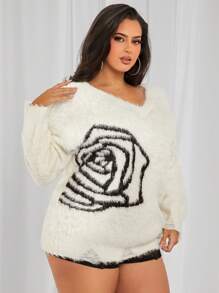 SHEIN SXY Suéter de manga larga de talla grande para mujer con cuello redondo, decorado con cuerda gris claro y cordones de encaje, adecuado para uso diario, cita nocturna, cumpleaños, fiesta de soltera, fiesta, baile de graduación, cita de pareja, elegante, casual, compras, uso en la calle, al aire libre, flirtateo, fácil de combinar, estiliza la figura, resalta tu silueta