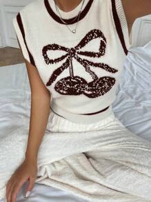 SHEIN Unity Funny Cherry Print Casual Vest, Minimalist Fashion, Versatile & Everyday Wear - Multicolor - View 5