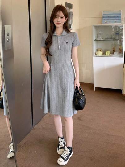 DAZY 全新夏季女童马刺绣长裙太阳裙，休闲女装