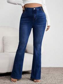 SHEIN Maternity Flared Pocket Casual Versatile Jeans Women Mom Jeans