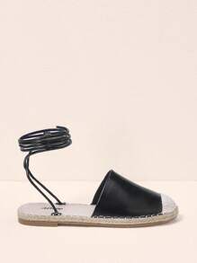 Styleloop Chaussures de pêche plates et confortables avec semelle épaisse en corde, brides croisées, bout rond pour femmes