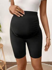 SHEIN Leggings casuales de unicolor de cintura alta para maternidad