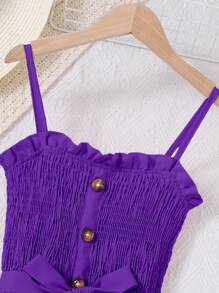 Christmas Red Elegant Cami Jumpsuit For Tween Girls - Purple - View 5