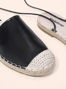 Styleloop Chaussures de pêche plates et confortables avec semelle épaisse en corde, brides croisées, bout rond pour femmes