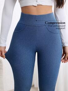 Flexra Women High Waist Skinny Casual Versatile Denim Pants Stretchy Knit Denim Apple Bottom Jeans - Blue - View 9