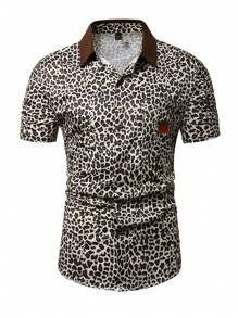 Manfinity Homme Chemise à manches courtes décontractée pour homme imprimée léopard