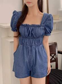 DAZY Summer New Loose Casual Jumpsuit Denim Shorts For Women