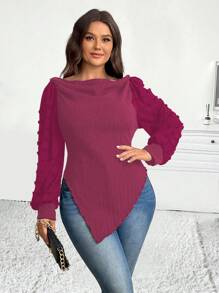 Celure Plus Size Women's Off Shoulder Asymmetrical Hem Blouse