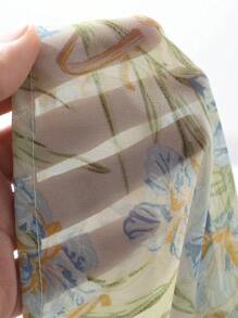 DAZY Ditsy Floral Vacation Blouse, Loose Fit Open Shoulder Long Sleeve Shirt For Women, Spring/Summer,Fall Clothes Graphic Tee - Green - View 4