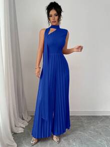 Elenzga Women's Elegant Ruched Halter Jumpsuit For New Year Clothes - Royal Blue - View 6