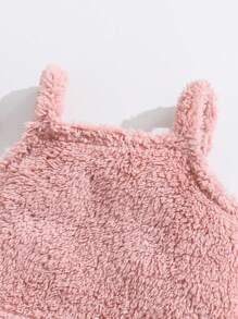 SHEIN 3-Piece Set: Knit Solid Color Furry Vest + Knit Cropped Hooded Cardigan + Knit Loose Fit Long Pants For Young Girls