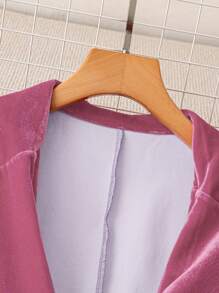 SHEIN Clasi Conjunto de traje elegante de blazer de manga larga con cuello de terciopelo y pantalones para mujer, para otoño/invierno
