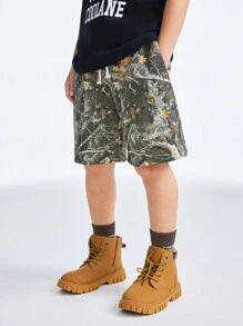 Coolane Kids 青少年男孩春树枝图案绿色毛衣短裤 - 軍綠色 - 查看 4