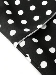 SHEIN Unity Plus Size High Waist Polka Dot Skirt - Black - View 4