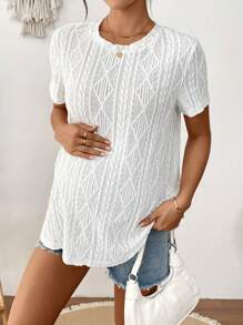 SHEIN 孕妇纯色圆领短袖休闲 T 恤