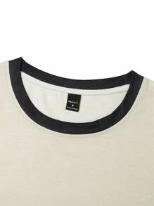 Manfinity Homme Plus Size Men's Striped Print Round Neck Short Sleeve Casual T-Shirt