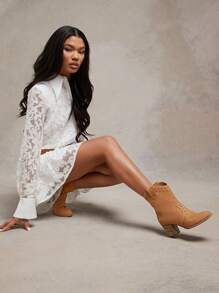 SHUZIA Fashionable Ladies' Ankle Boots With Chunky Heel And Pointed Toe Design New Year Holiday Valentine Gifts Summer Shoes Valentines - Rust Brown - View 4