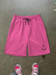 Manfinity Homme Men Summer Loose Cartoon Graphic Drawstring Waist Shorts - Hot Pink - View 6