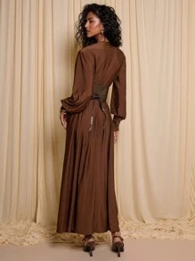COSMINA 秋冬棕色女士束腰连衣裙