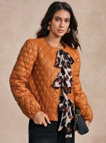 Chiquease Women's Leopard Bowknot Strap Winter Coat Fall Cloth For Women - Brown - View 4